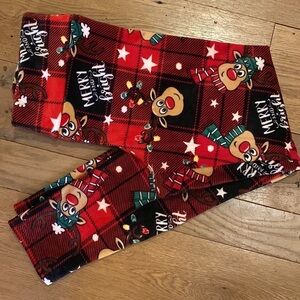 NOBO girls Christmas holiday plaid velvet fleece PJ pants size Large 11-13